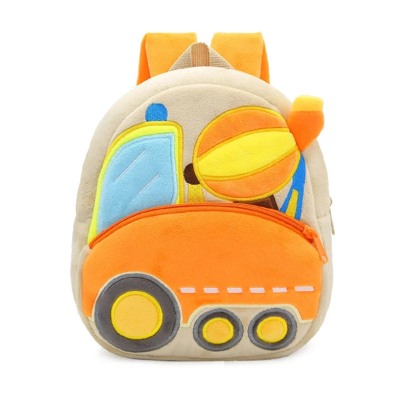 2-4 years old kids engineering backpack cartoon excavator backpack plush kids small school bag toy backpack GlowCart
