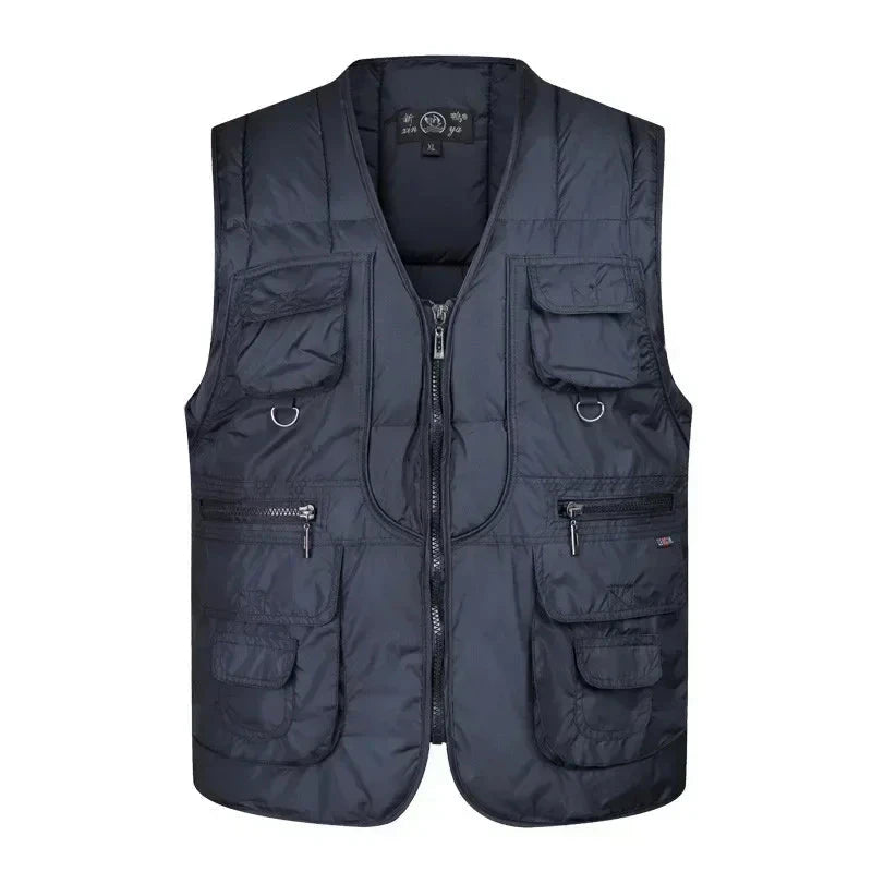 Classic Multi-Pocket Men's Padded Vest Winter Warm GlowCart