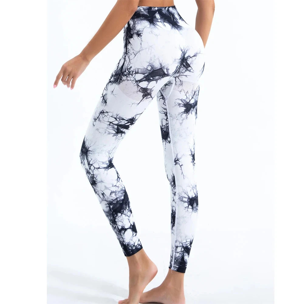 Women's Tie-Dye Seamless Peach Butt High Waist Butt Pants GlowCart