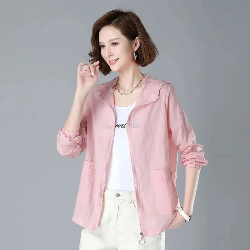 2025 Summer Women Hooded Beach UV Jacket Female Long Sleeve GlowCart