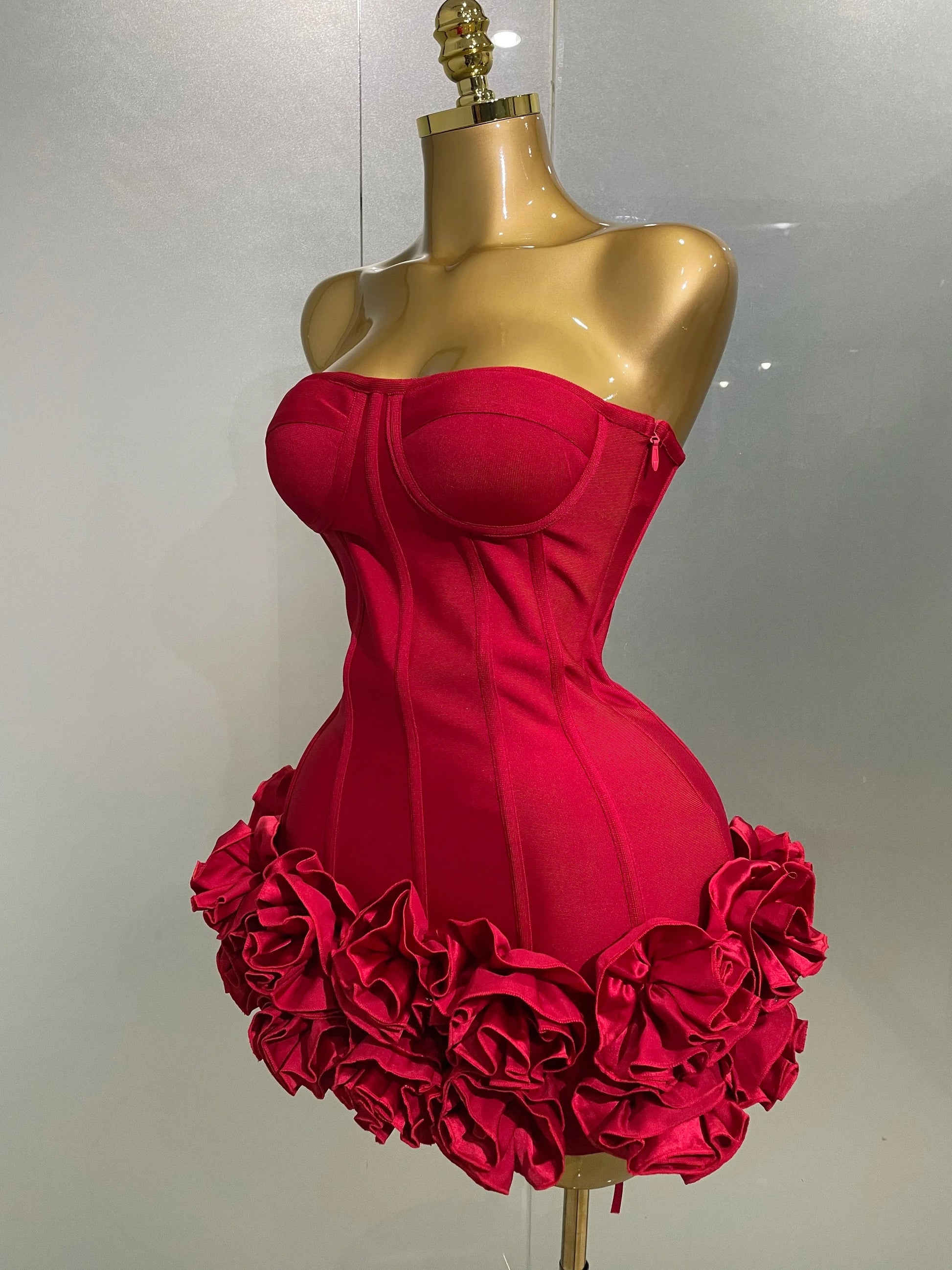 2025 Sexy Evening Bandage Dress Strapless Bodycon Flowers GlowCart