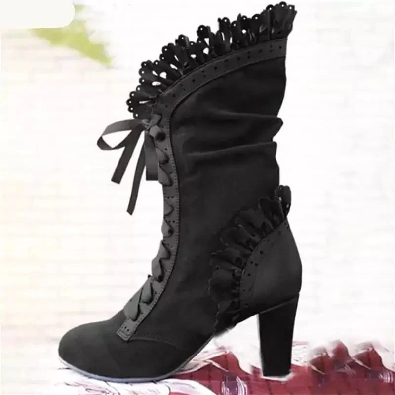 Winter Lace Up Ladies High Heel Shoes Motocycle Boot GlowCart