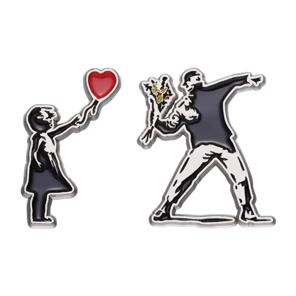 Creative Couple Metal Enamel Badge Personality Fashion Badge GlowCart