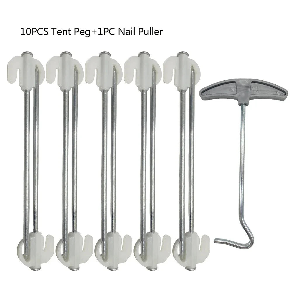 10Pcs 20cm Night Reflection Tent Stakes and 1 Nail Puller GlowCart