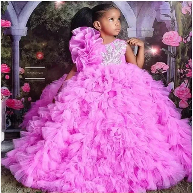 Flower Girls Dress For Wedding Luxury Purple Tulle Puffy GlowCart