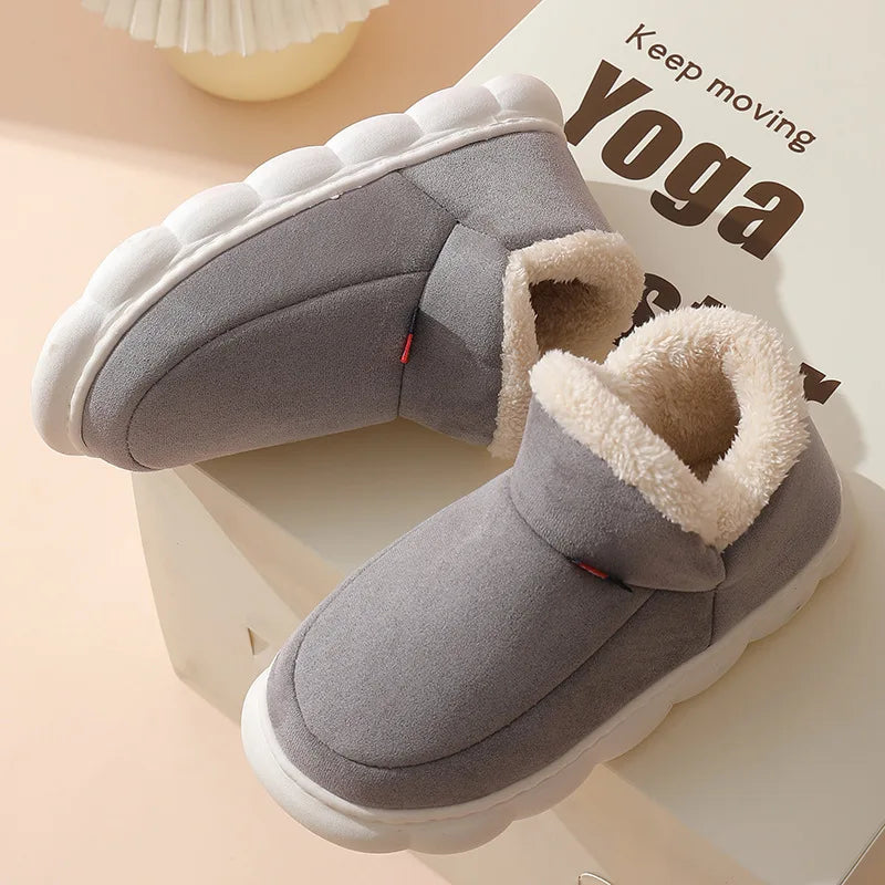 Smile PoP Winter Plush Men Cotton Shoes Warm Plush Men House Slippers Outdoor Soft Non Slip Women's Shoes Casual Furry Men Shoes GlowCart