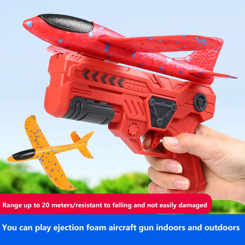 Outdoor Games Kids Glider Flight Flying Throw Foam Plane Shooting Gun, Catapult Plane Launcher Toy for Kids, Shooting Toy GlowCart
