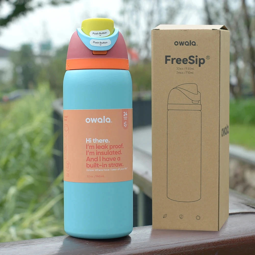 Owala Insulated Stainless Steel Water Bottle with Straw, GlowCart
