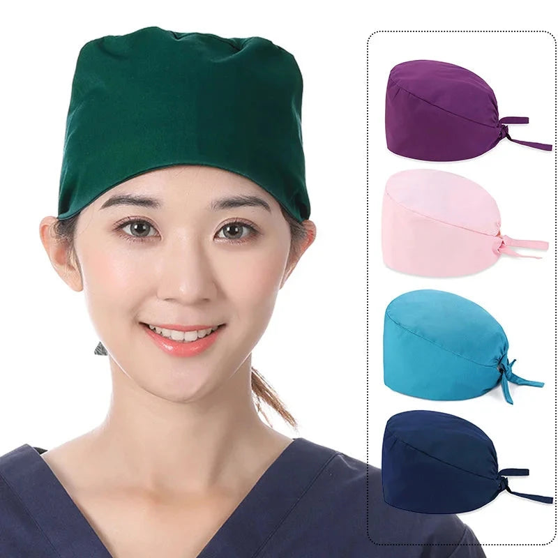Unisex Women Scrub Nurse Caps Solid Color Adjustable GlowCart