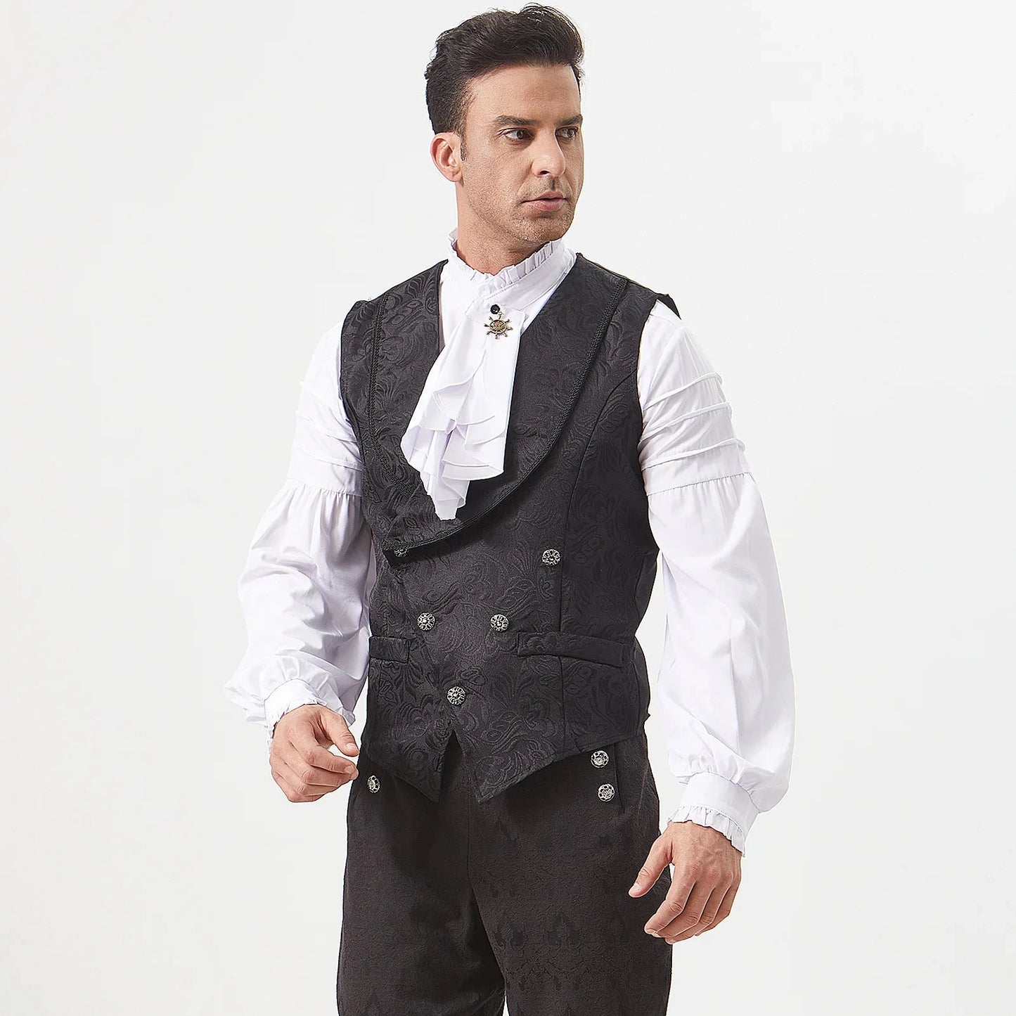 2025 New Men's Medieval Gothic Suit Vest Male Black Classic GlowCart