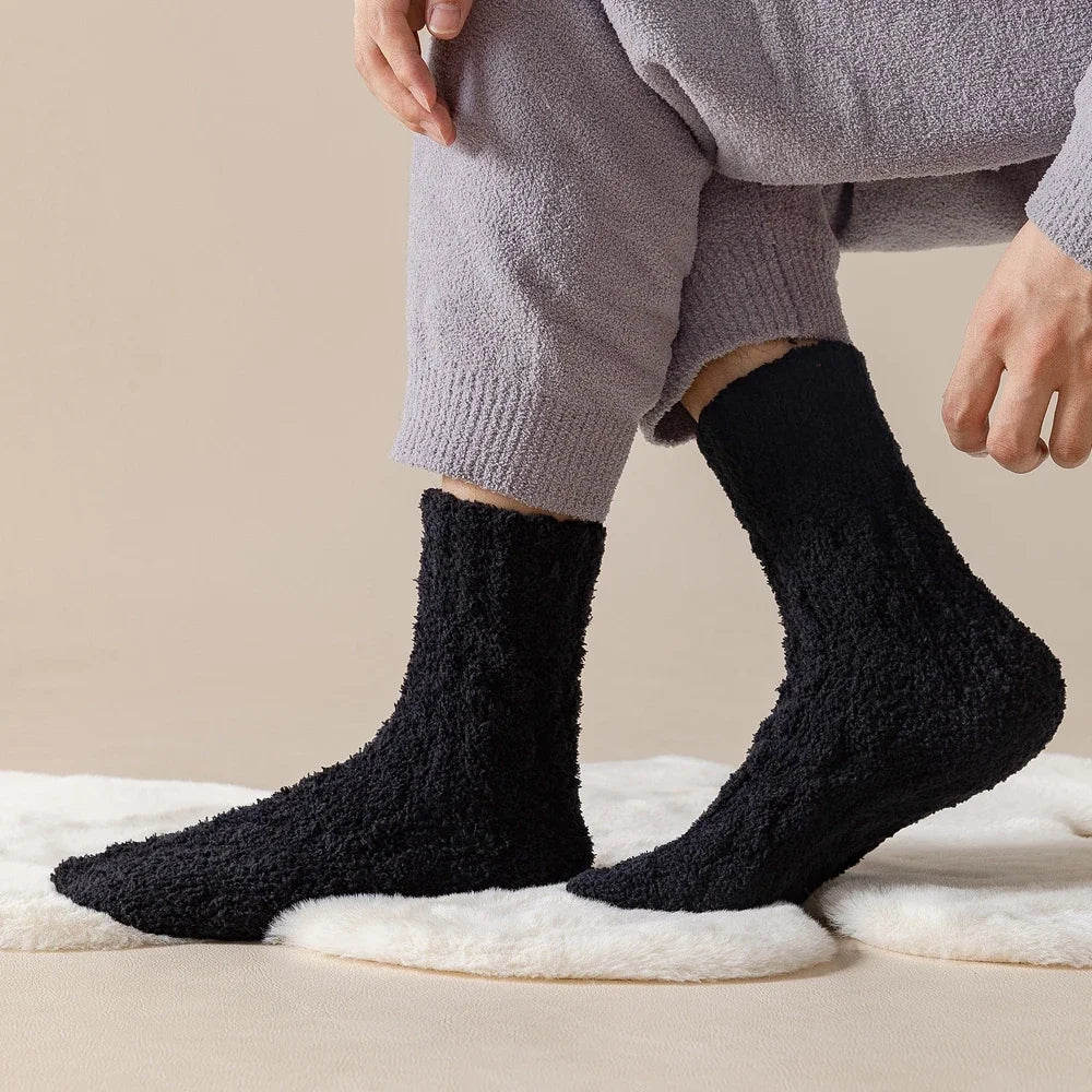 5 Pairs Thick Warm Winter Socks Men Coral Fleece Thermal High Quality Middle Tube Cozy Fluffy Sleeping Socks GlowCart