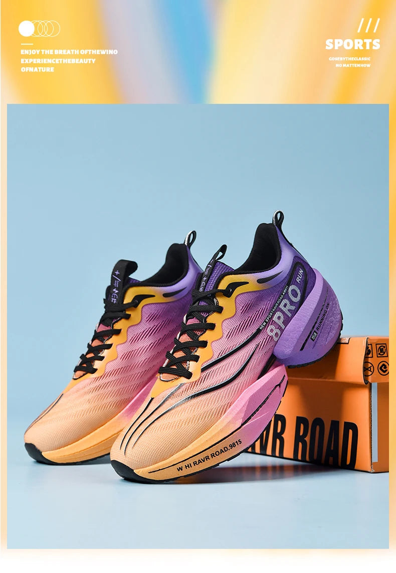 Speciality Carbon Plate Sports Running Shoes Marathon Air Cushion Men Breathable Lightweight Women Comfortable Nonskid Sneakers GlowCart