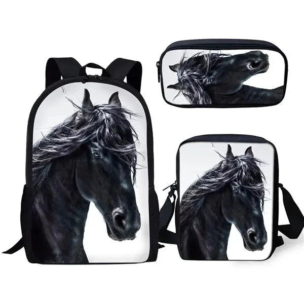 Cartoon Popular Friesian Horse 3D Print 3pcs/Set pupil GlowCart