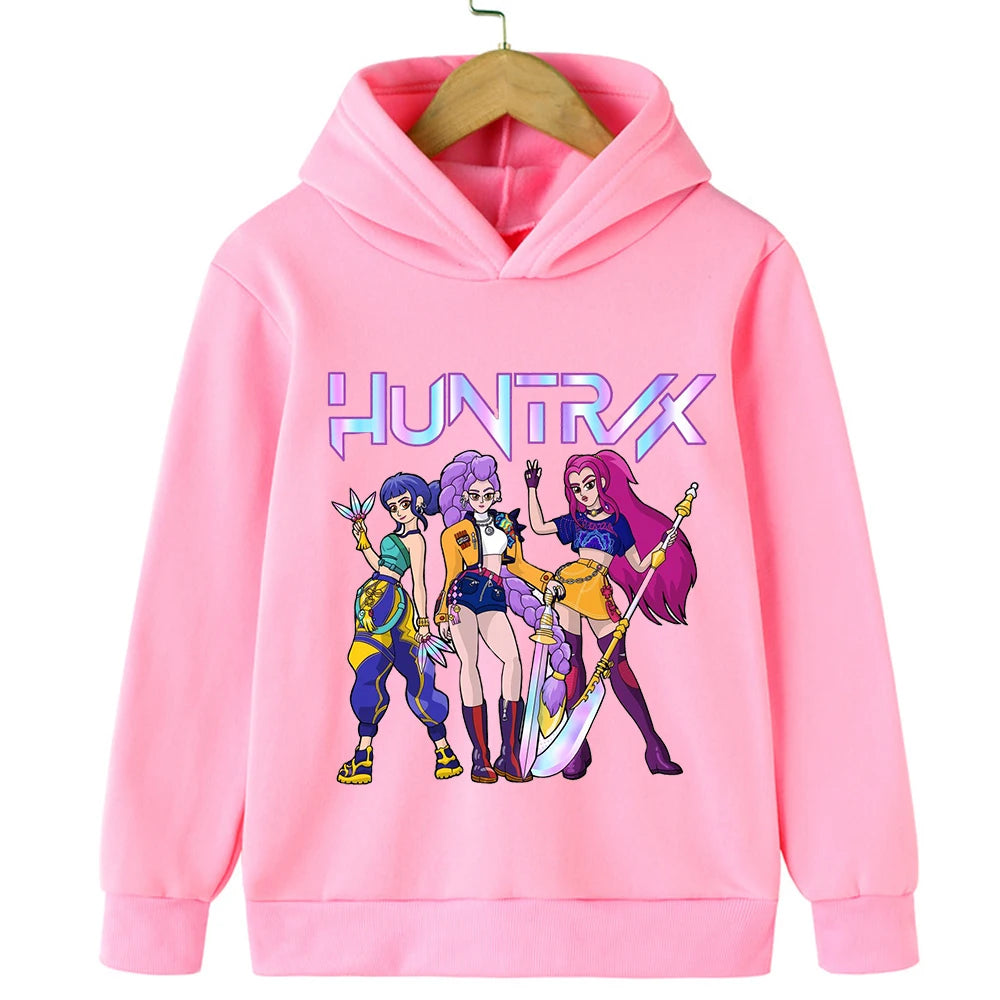 2025 Movie KPop Demon Hunters Cartoon Girls Boys Hoodies Children's Korean Wave Print Fashion Casual Tops Casual Girls Clothing GlowCart