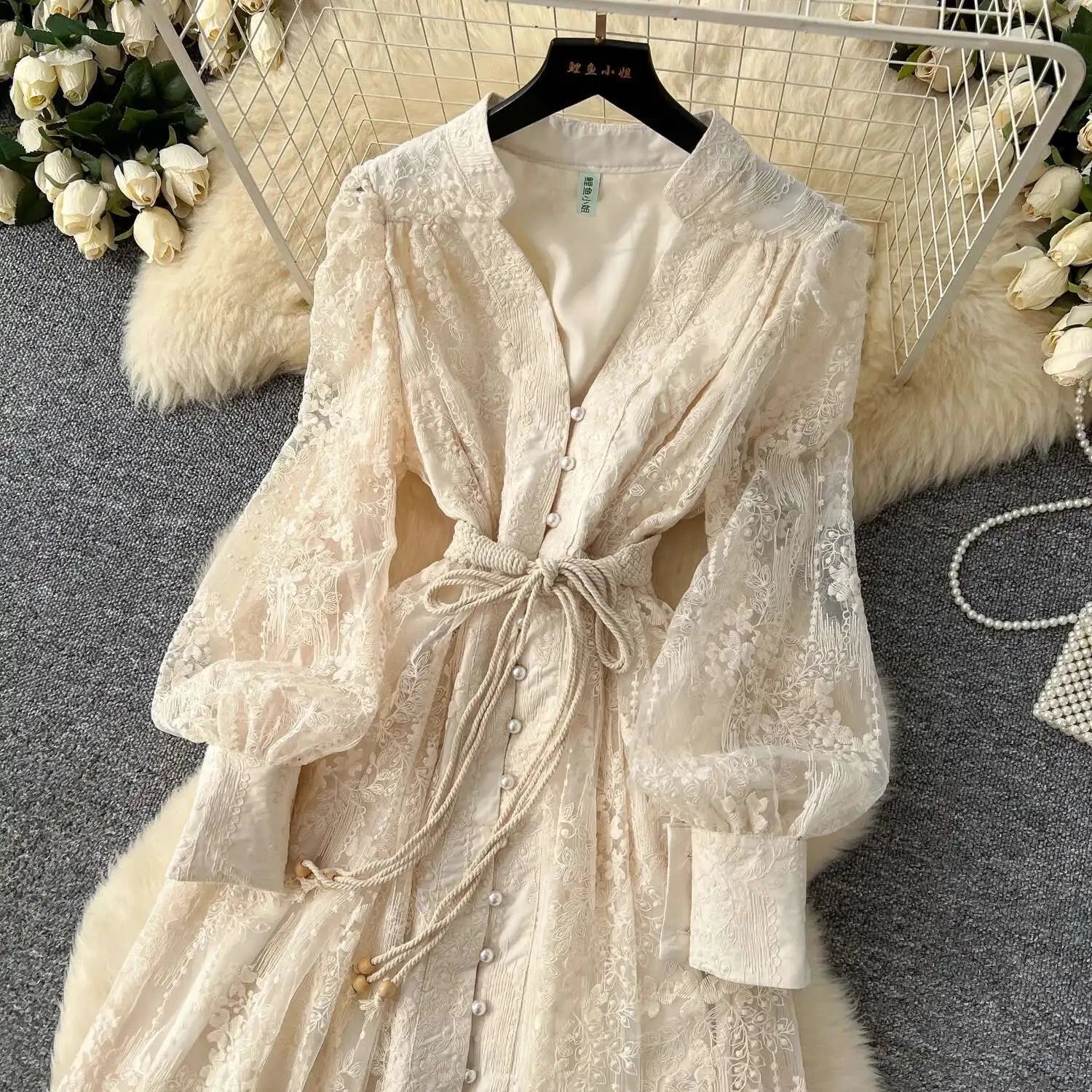 Luxury Embroidery Formal Dresses Women Summer Autumn Lantern GlowCart