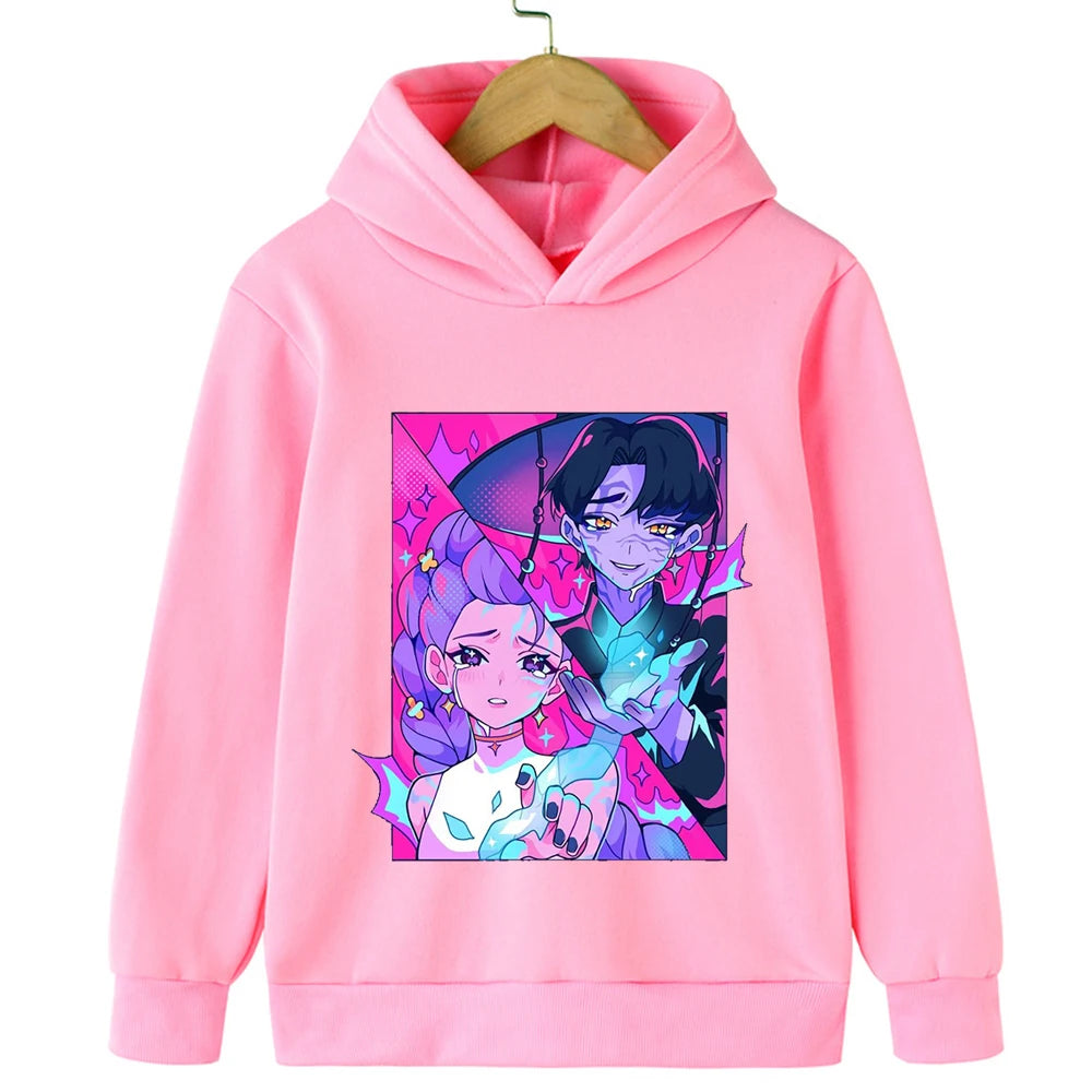 2025 Movie KPop Demon Hunters Cartoon Girls Boys Hoodies Children's Korean Wave Print Fashion Casual Tops Casual Girls Clothing GlowCart
