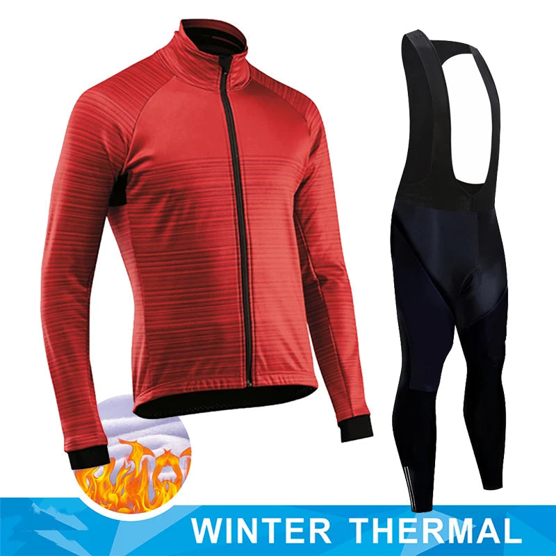 2026 New Thermal Fleece Cycling Jersey Set Winter Long Sleeve MTB Racing Bike Jersey Suit For Men Bib Pants Set Cycling Clothing GlowCart