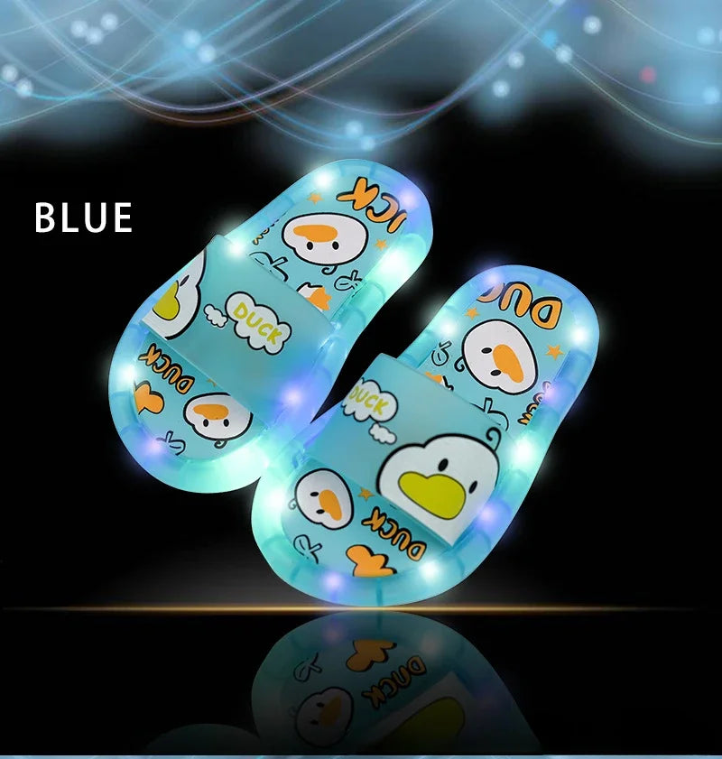 New Cute Luminous Kids Slippers Crystal Shoes Sparkling Lights Boys Girls Will Cartoon Glowing Cute Baby Cool Indoor Outdoor GlowCart