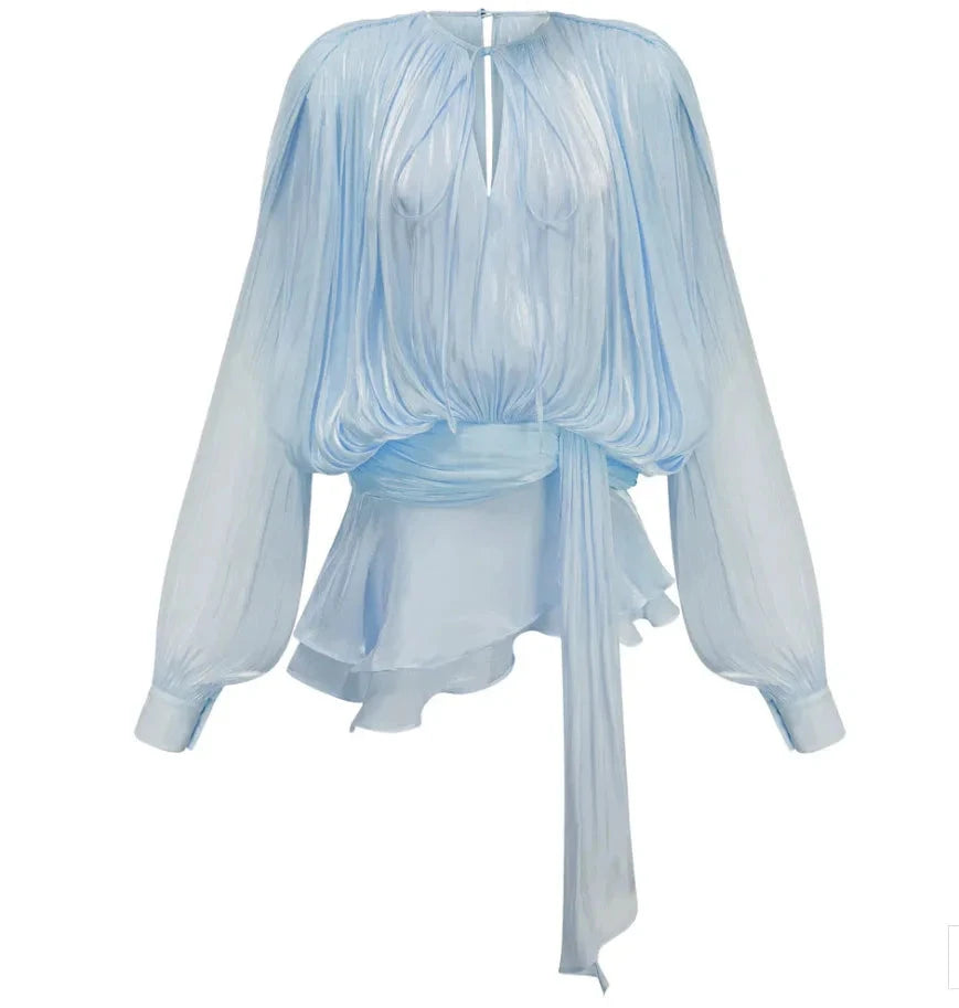 Vintage Puff Sleeve Ruffles Mini Dress Women Elegant Chic GlowCart