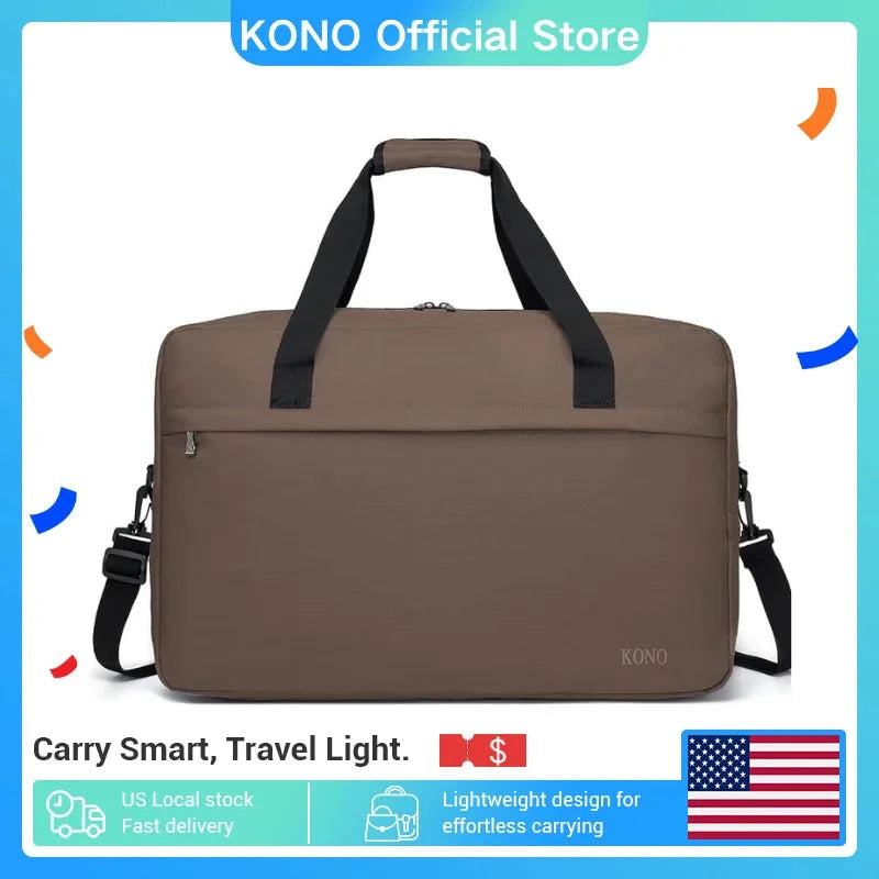Kono 55x35x25 Carry On Luggage 48L Large Capacity Holdall GlowCart