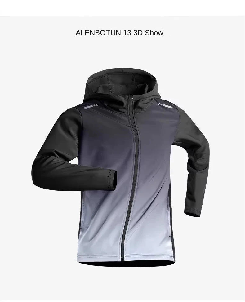 Men's Fall Quick-Dry Running Jacket Sporty Windbreaker Gym Top Professional Morning Run Training Sweatshirt with Fleece Lining a GlowCart