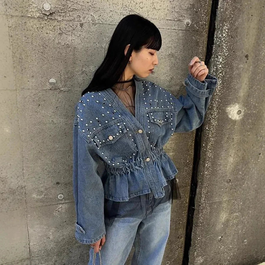 Y2k Denim Jeans Coat Cotton Women Button Spring Autumn Ropa GlowCart