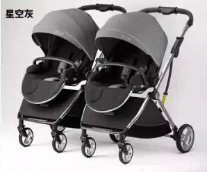 2025 New High-View Twin Stroller Lightweight Folding Stroller for Twins with Two Children, Can Sit or Lie Down GlowCart