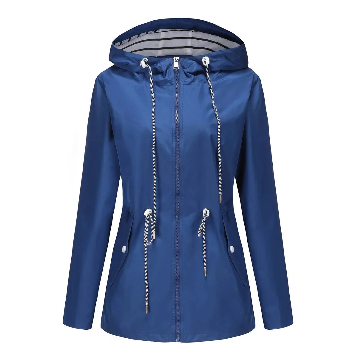 Blue Waterproof Hooded Jacket Women Fashion Casual Coat GlowCart
