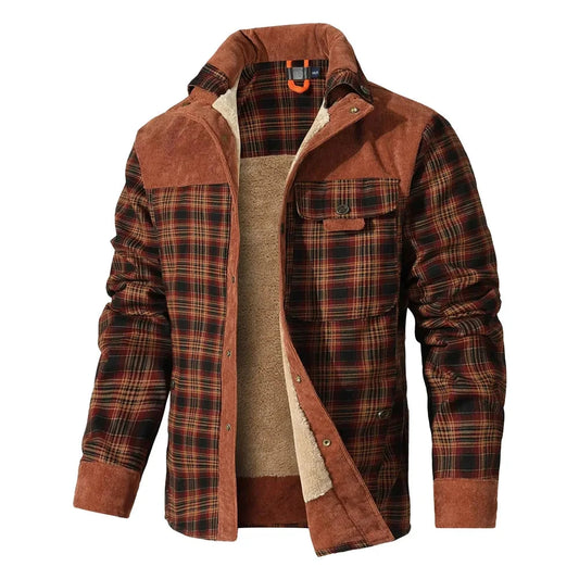 Men's Jackets Winter Windproof Warm Casual Bomber Coat Plaid GlowCart