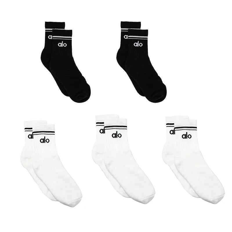 Knit Yoga Socks Women Four Seasons Retro Cotton Comfortable Colorful Middle Length Sports Fitness Long Socks for Yoga Pilates GlowCart