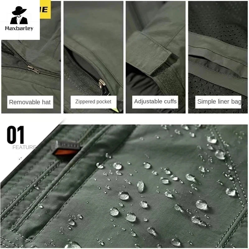 Men's Lightweight Waterproof Rain Jacket, Hooded Shell GlowCart