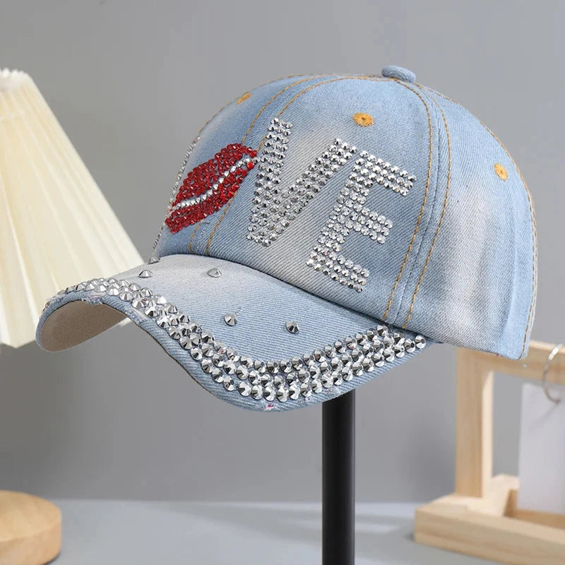Adjustable Breathable Rhinestone Baseball Cap for Women GlowCart