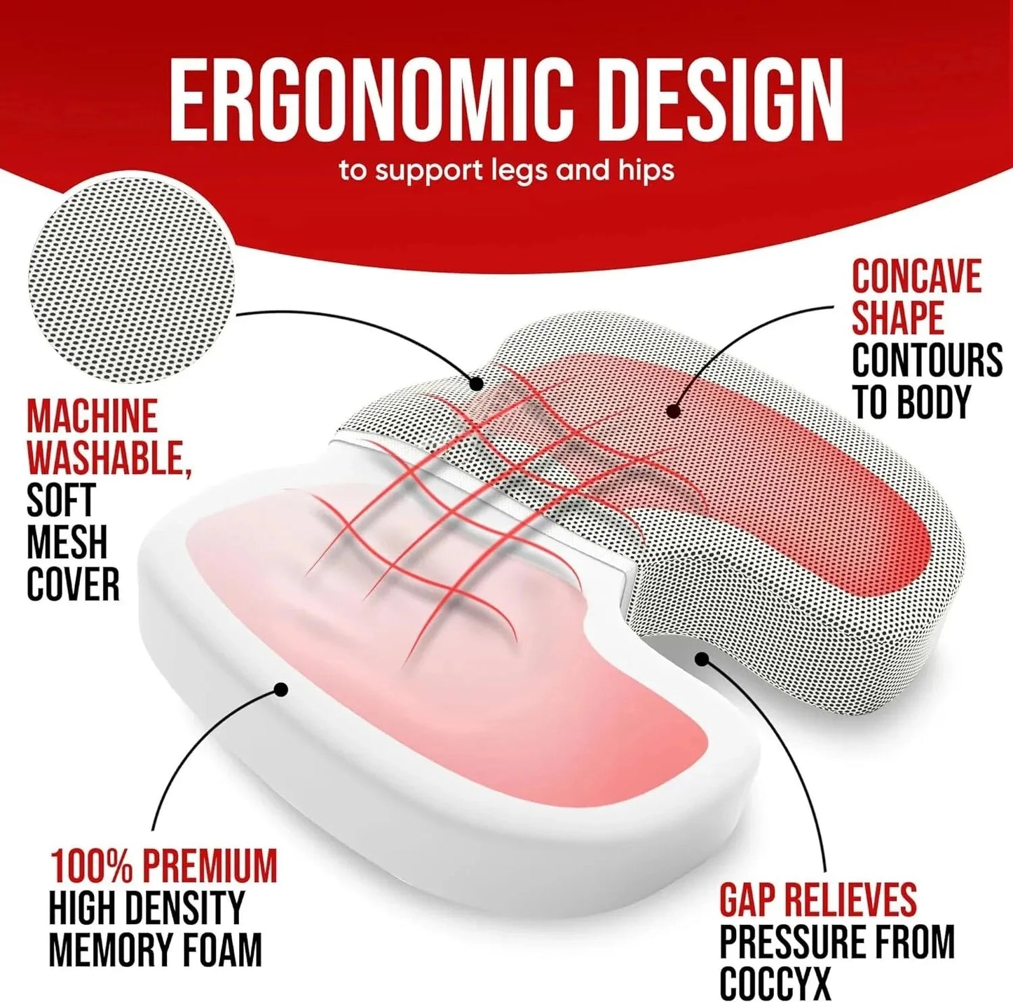 Ergonomic Memory Cotton Office Cushion Hemorrhoid Cushion GlowCart