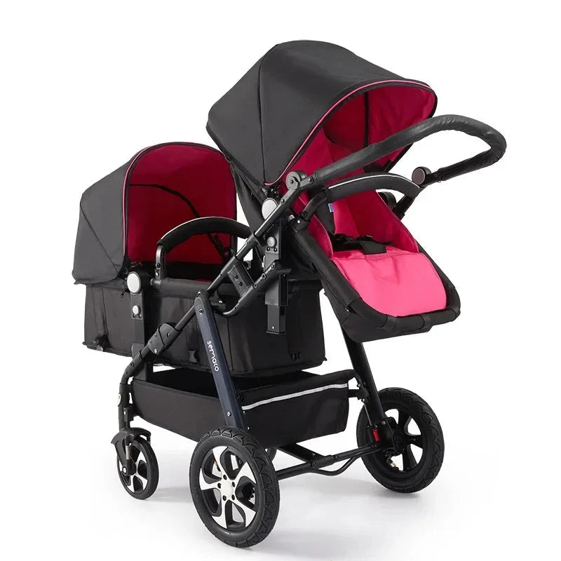 Luxury Twin Baby Stroller,High Landscape Pram,Folding Carriage,twins stroller baby car,Double Seat strollers,Lying and Seating GlowCart