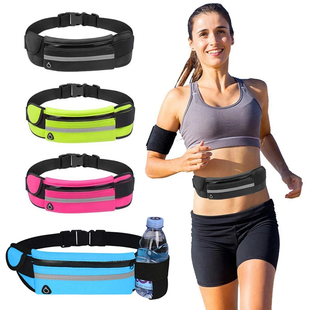 Running Belt Waist Bag with Water Bottle Holder Sports Fanny Pack Women Men Hydration Phone Holder Pouch GlowCart