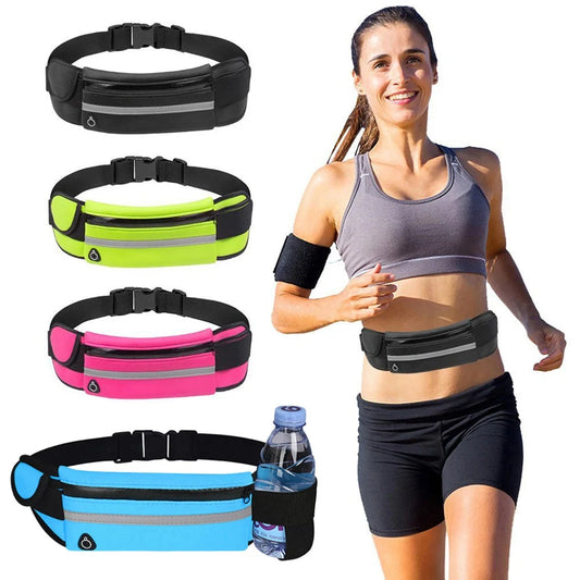 Running Belt Waist Bag with Water Bottle Holder Sports Fanny Pack Women Men Hydration Phone Holder Pouch GlowCart