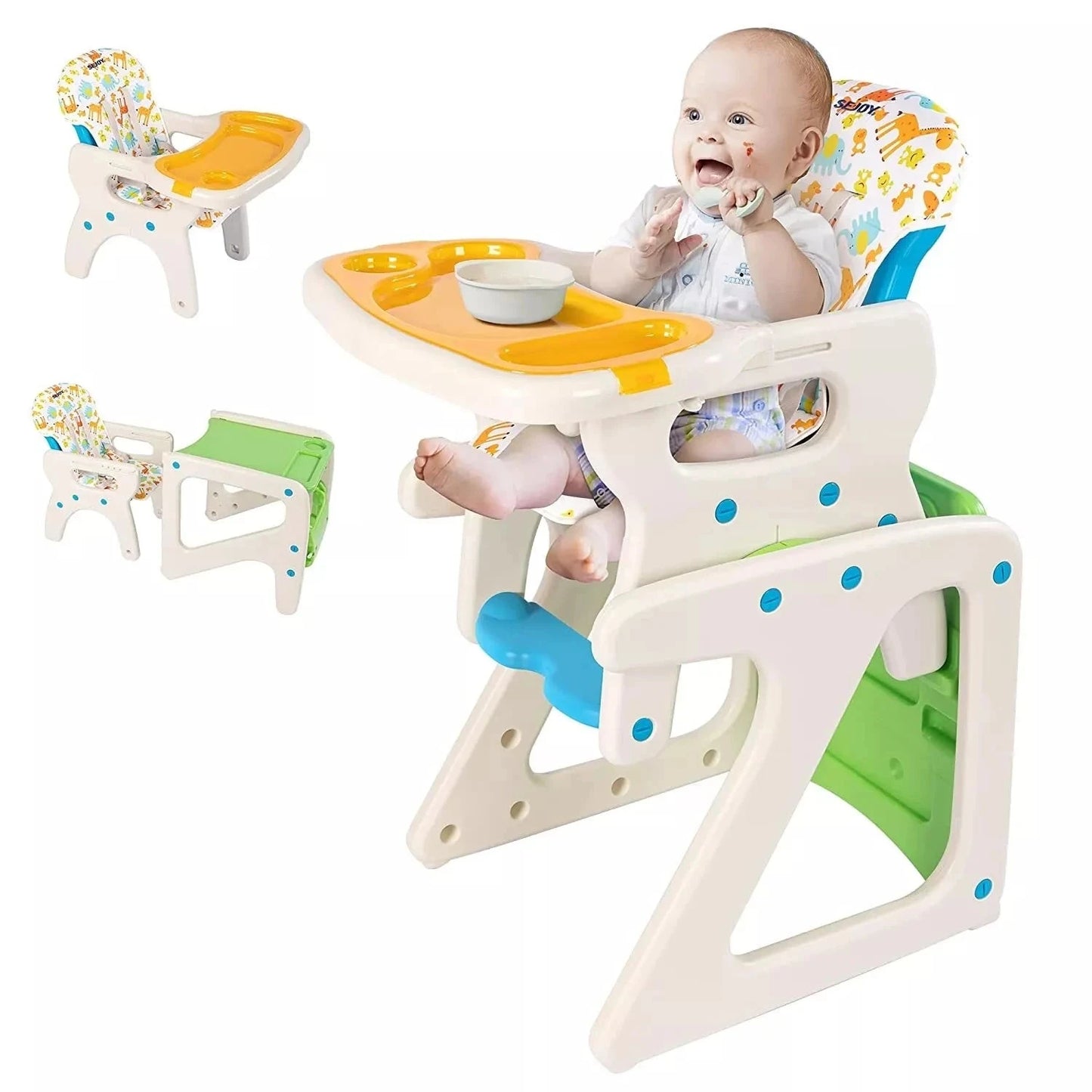 SEJOY High Chairs For Babies Toddlers 3-in-1 Baby High Chair Adjustable Backrest Infant Baby Feeding Chair For Eating GlowCart
