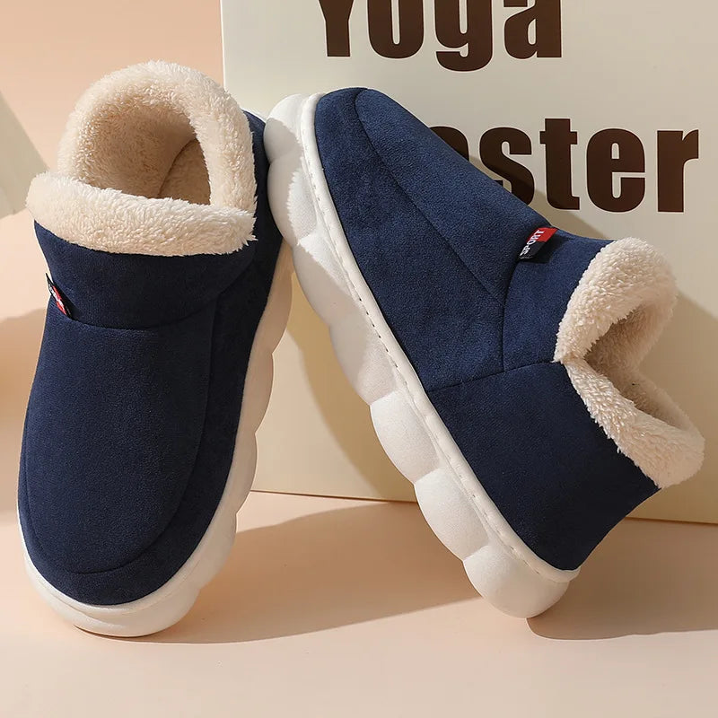 Smile PoP Winter Plush Men Cotton Shoes Warm Plush Men House Slippers Outdoor Soft Non Slip Women's Shoes Casual Furry Men Shoes GlowCart