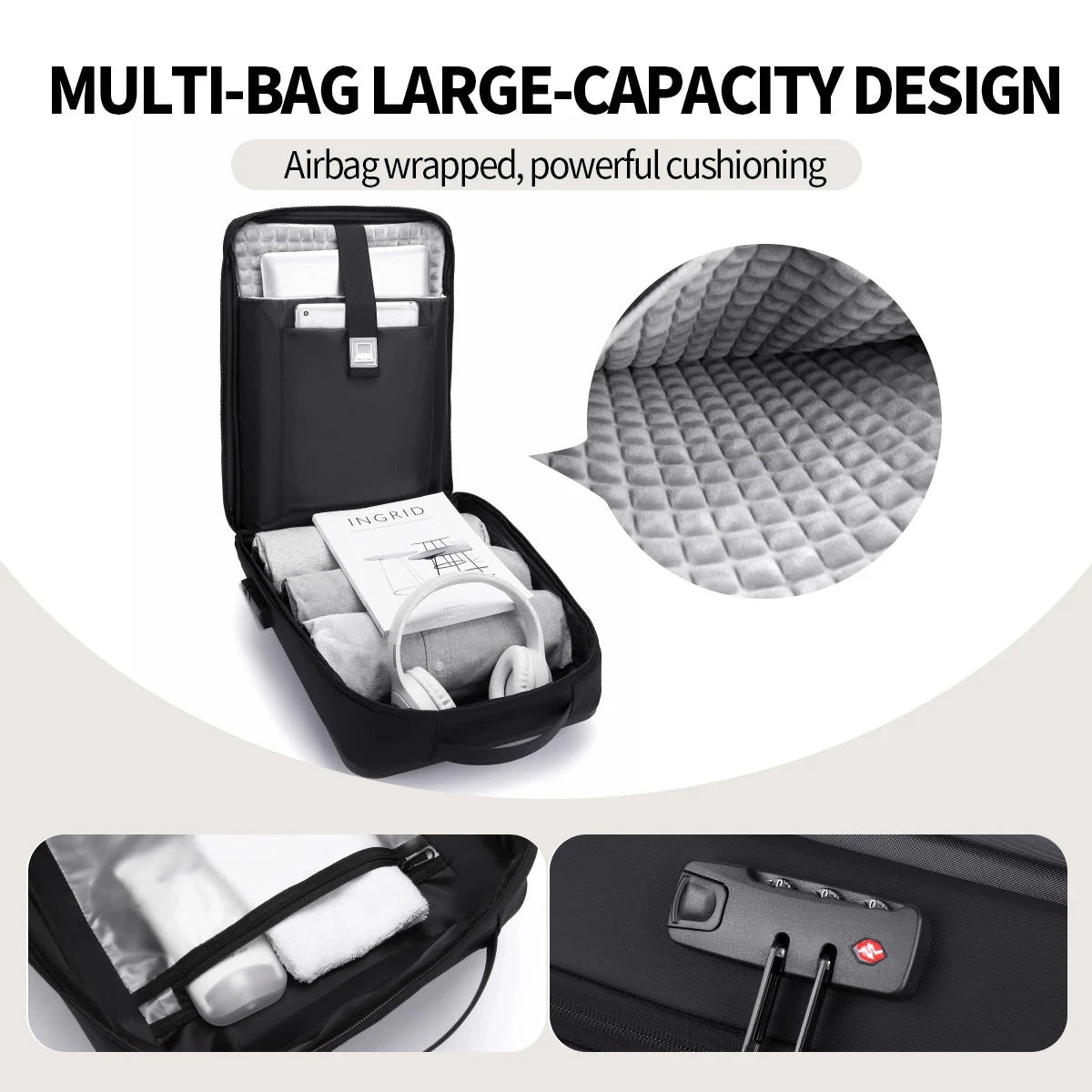 Backpack Men's Business Hard Shell Backpack Large Capacity GlowCart