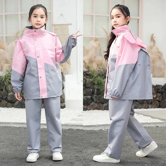 Fashion Children's Color Matching Raincoat And Rain Pants GlowCart