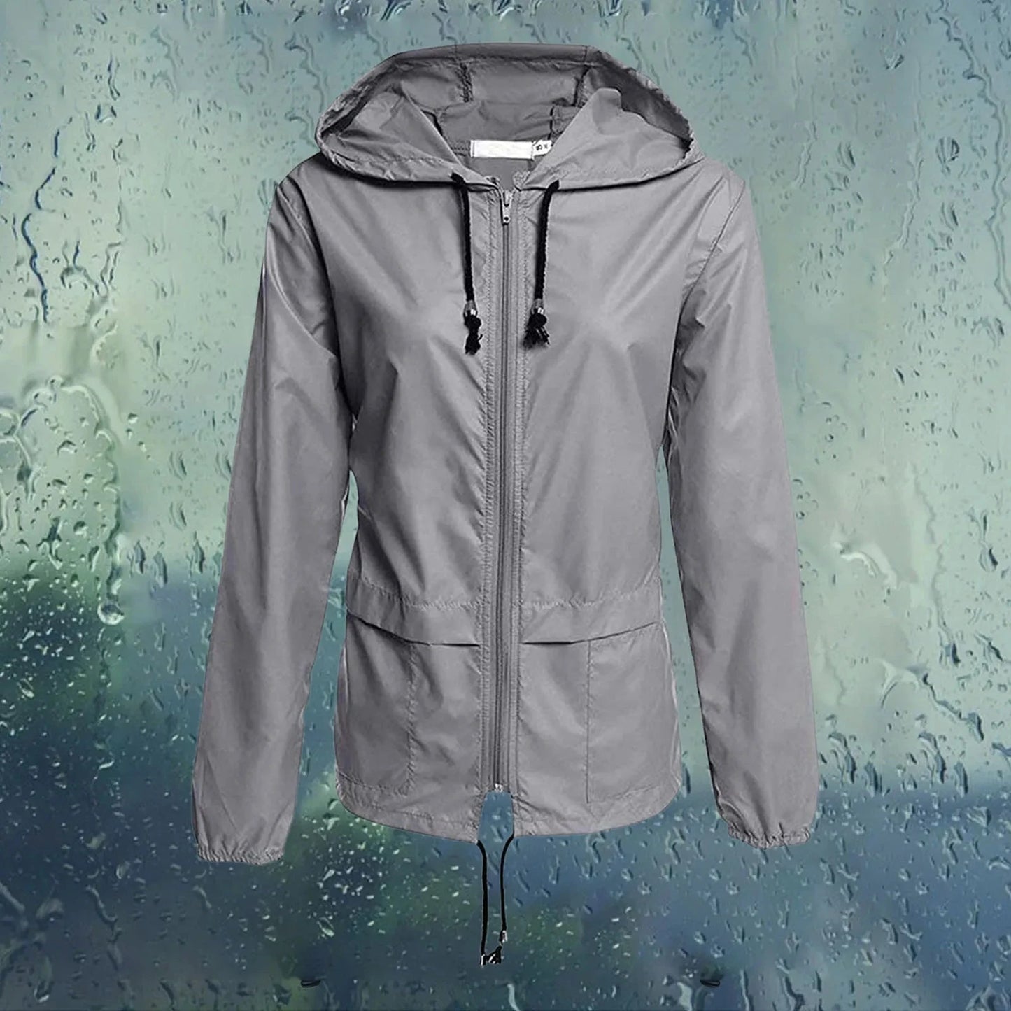 Women Packable Rain Jacket Outdoor Hooded Windbreaker with GlowCart