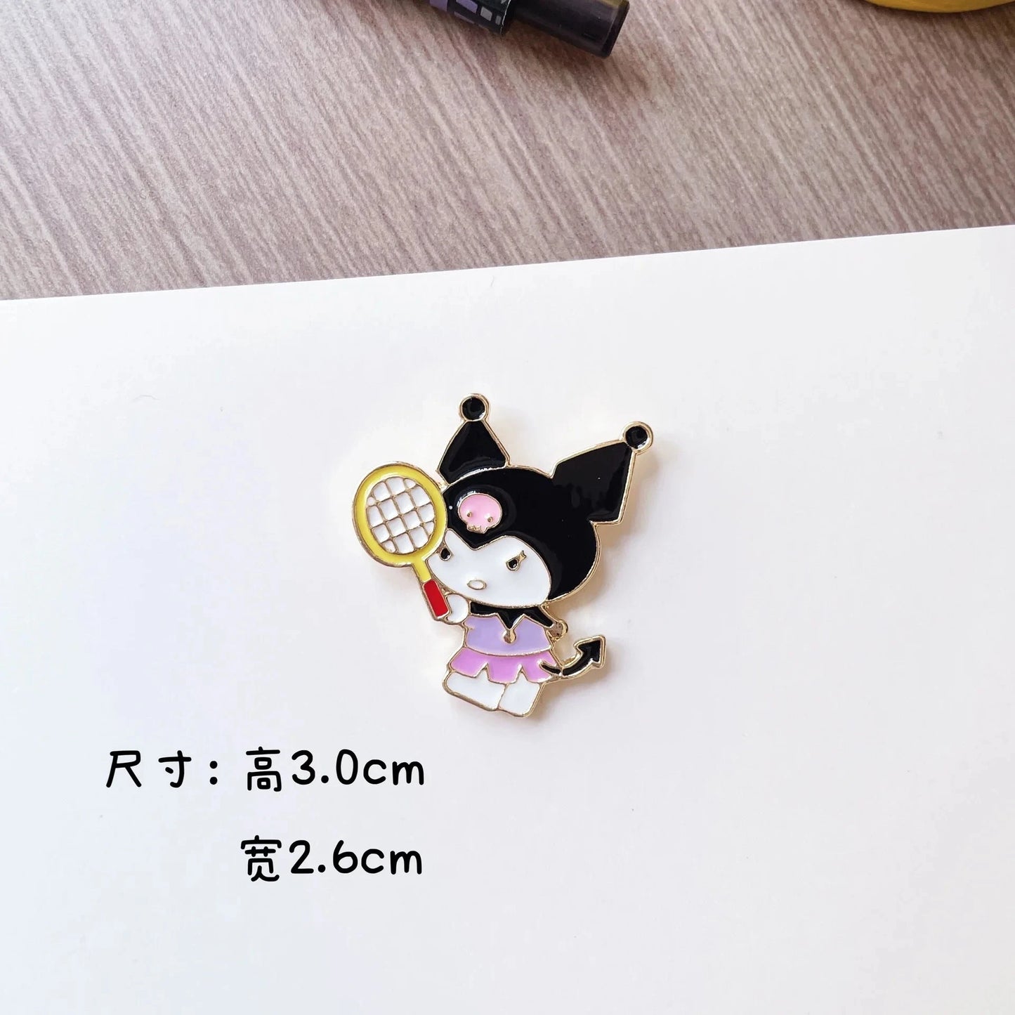 Sanrio Kuromi Cinnamoroll Metal Enamel Brooch Tennis Cute GlowCart