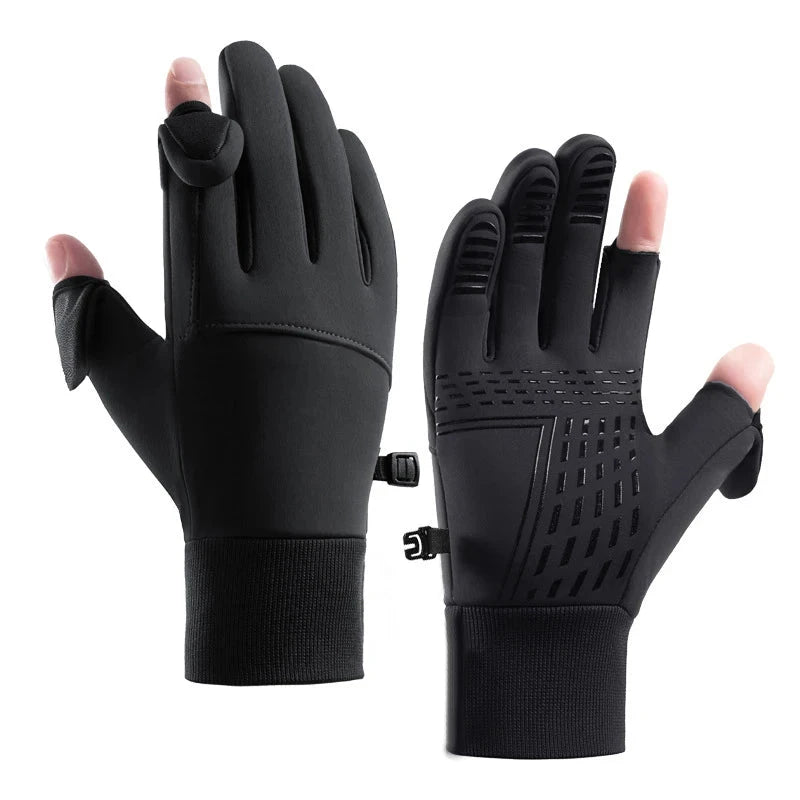 Winter Flip Open Two Finger Gloves Warm Touch Screen Gloves for Men and Women Outdoor Riding Windproof Waterproof Ski Gloves GlowCart