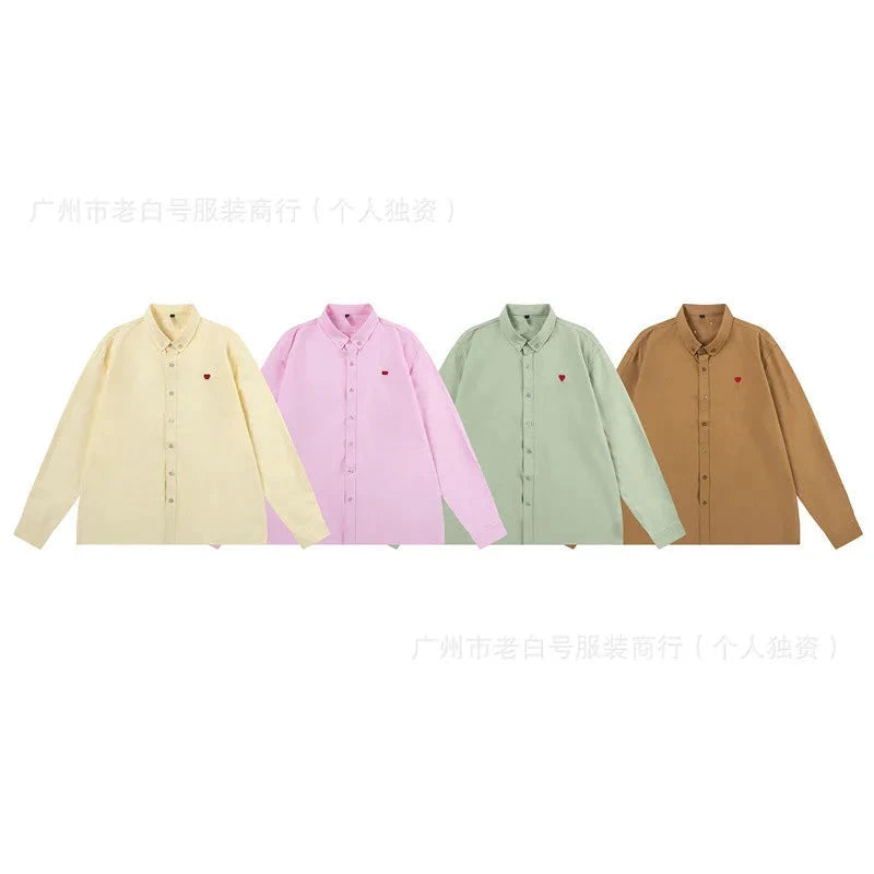 Loose Fit Embroidered Collar Shirt 2025 Trendy Brand AM1 GlowCart