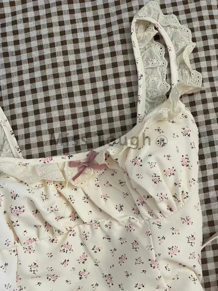 Summer French Sweet Tunic Waist Dress Women Gentle Strappy GlowCart