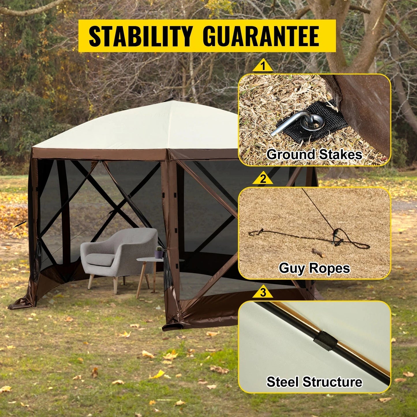 SucceBuy Pop-up Camping Gazebo Camping Canopy Shelter 6 GlowCart