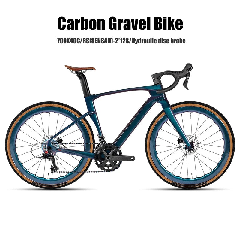 2025 TWITTER Gravel V3 Carbon Fiber Gravel Bike 700*40C SENSAH RS-2*12S Hydraulic Brake Bicycle With Carbon Wheels For Men Women GlowCart