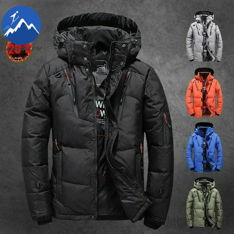 -20 Degree Winter Men White Duck Down Jacket Thick Warm Snow GlowCart