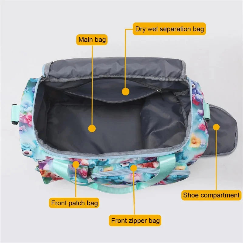 Oxford Travel Duffel Bag Fashion cute print With Shoe GlowCart