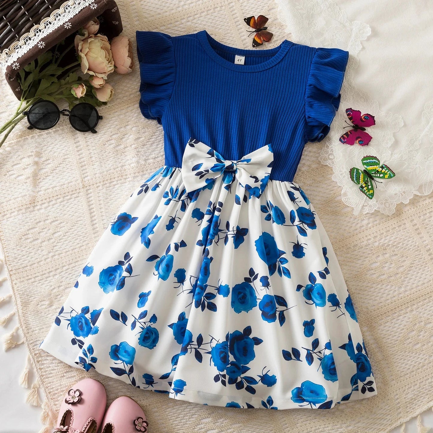 Flower Kids Dresses for Girls Wedding Birthday Party Dress Ruffles Sleeveless Elegant Princess Dress Children Casual Clothing GlowCart